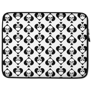Lucky Skull Laptop Sleeve | Gothic Tech Accessory | Skull Pattern Case | Punl Laptop Cover |  Laptop Sleeve | Goth Gift for Men |