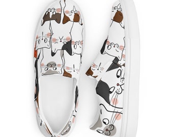 Cat Print Slip-On Sneakers, Cat Mom Shoes