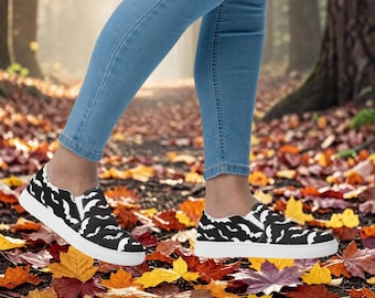 Bat Print Slip-On Sneakers | Gothic Canvas Shoes for Women | Spooky Alt Fashion Footwear | Halloween Shoes | Witchy Goth Sneakers