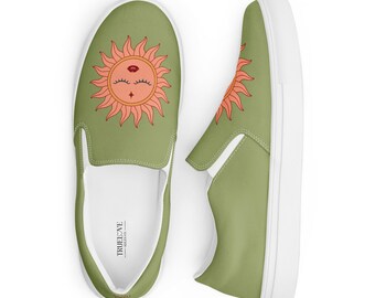Boho Sun Print Slip-On Canvas Sneakers | Women's Celestial Footwear