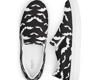 Bat Print Slip-On Canvas Sneakers | Gothic Alt Fashion Footwear