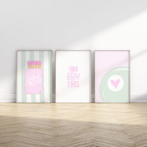 Perfect Match Pink and Green Matchbox Trendy Bar Cart Wall Prints for Digital Download