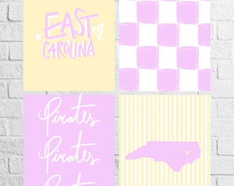 Purple and Yellow Carolina Pirates Wall Prints for Dorm & Apartment Decor for Digital Download