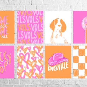 Trendy Orange und Pink karierte Wohnheim Dekor Drucke zum digitalen Download