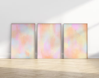 Water Color Pink Orange Blue Yellow Simple Trendy Wall/Dorm Decor for Digital Download