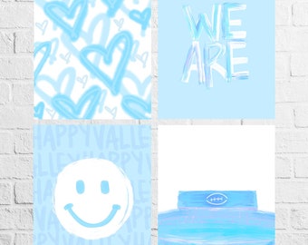 University/College Apartment and Dorm Decor in LIGHT/BABY BLUE Prints for Digital Download