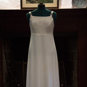 Vintage 1990's Strappy Wedding Dress with Rhinestone Accents