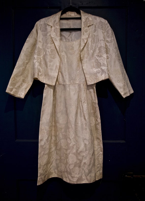 Vintage 1960s Satin Dress and Short Jacket Set
