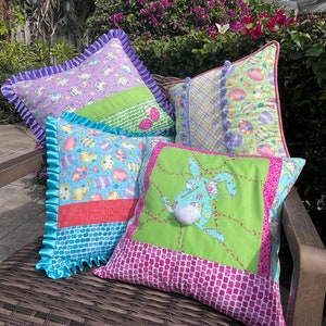 Easter themed, decorative pillow covers with removable pillow forms