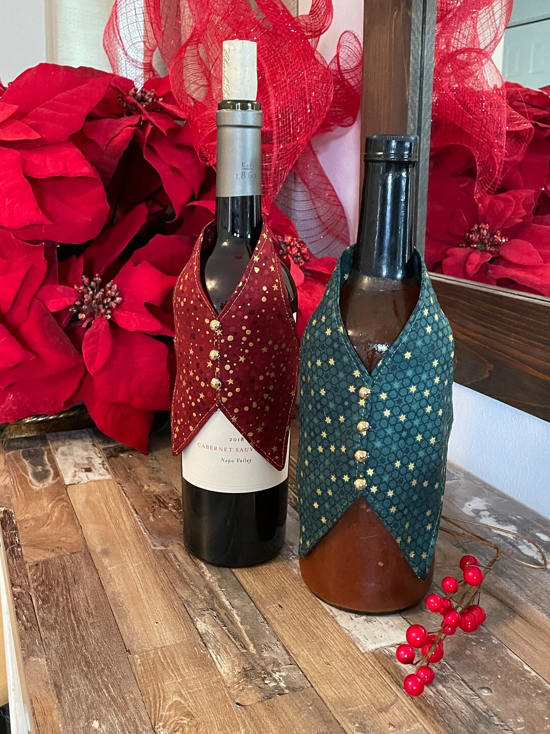 Wine Vest Bottle Cover Festive Wine Bottle Decor Etsy