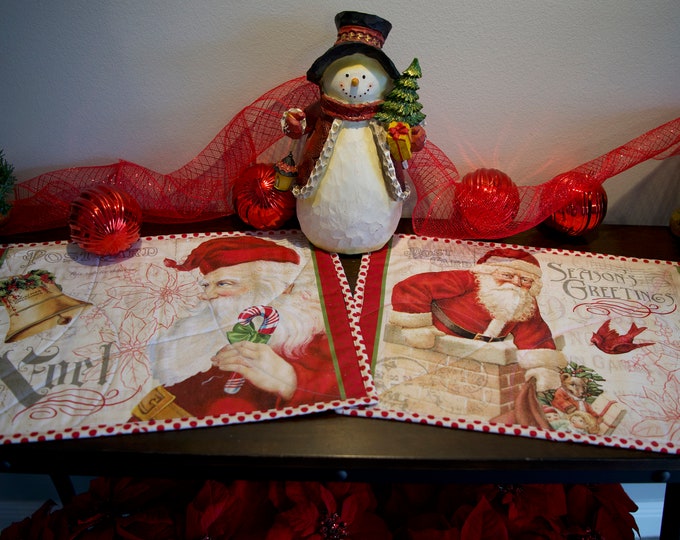 Christmas Santa Stamp Placemat Set, Santa Placemat Set, Olde Saint Nicholas Placemats,