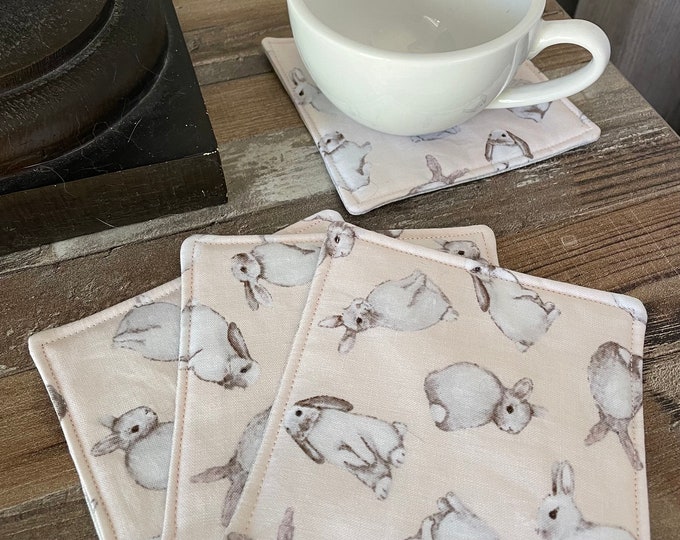Pink Easter Bunny Coaster Set