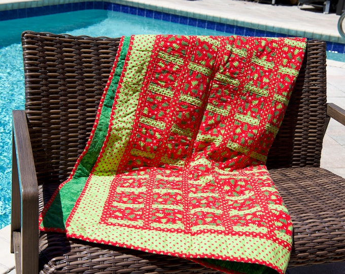 Christmas Tree quilt, Neon Green Tree quilt, Red and Green Tree quilt