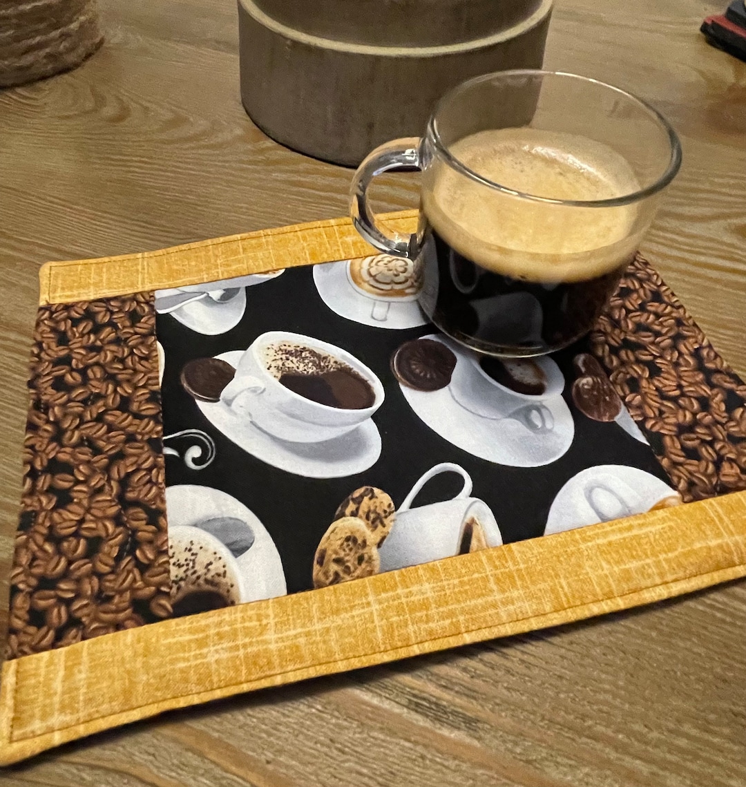 Coffee Mug Rug, Coffee Decor Mug Rug, Coffee Fabric Mug Rug Etsy