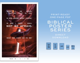 Biblical Poster Series: Psalm 56 "I Shall Not Be Afraid" Printable Multi-Size Poster