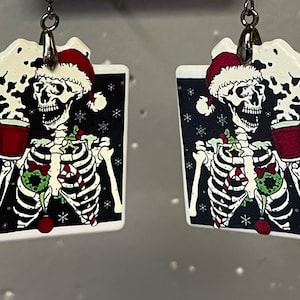 Festive Christmas Skeleton Earrings