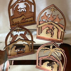 Laser-Cut Wooden Nativity Scene