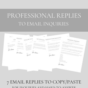 Wedding Photographer Email Templates - INSTANT DOWNLOAD - Inquiries
