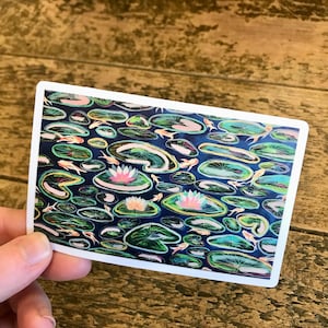 Adesivo de vinil para lagoa, adesivo à prova d'água para lagoa, adesivo caprichoso, adesivo para lírio, adesivo para lagoa de carpas, adesivo para peixes carpas, adesivo original, arte