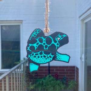 Stained Glass Frog, Poison dart Frog, Stained Glass Art, Sun Catcher, Frog Art, Nature Art, Animal Art, Hand-painted Art, Frog Ornament, art