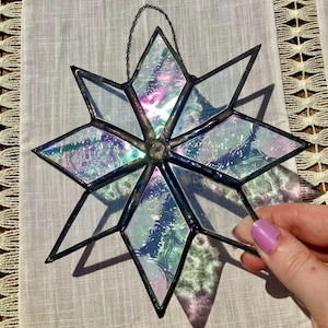 Glass Snowflake, Snowflake Ornament, Snowflake Gift, Glass Ornament, Mirror Snowflake, Handmade Gift, Art Gift, Vintage Glass, Christmas