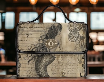 Borsa a sirena Sirena stile vintage tela Fantasy Satchel Bag Borsa da strega Coquette Borsa a corpo incrociato Fairycore Regalo per il suo amante del mare