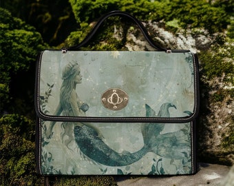 Bolso de sirena Mermaidcore estilo vintage lienzo fantasía bolso bolso brujo bolso coqueta bolso de cuerpo cruzado regalo de hadas para su amante del mar