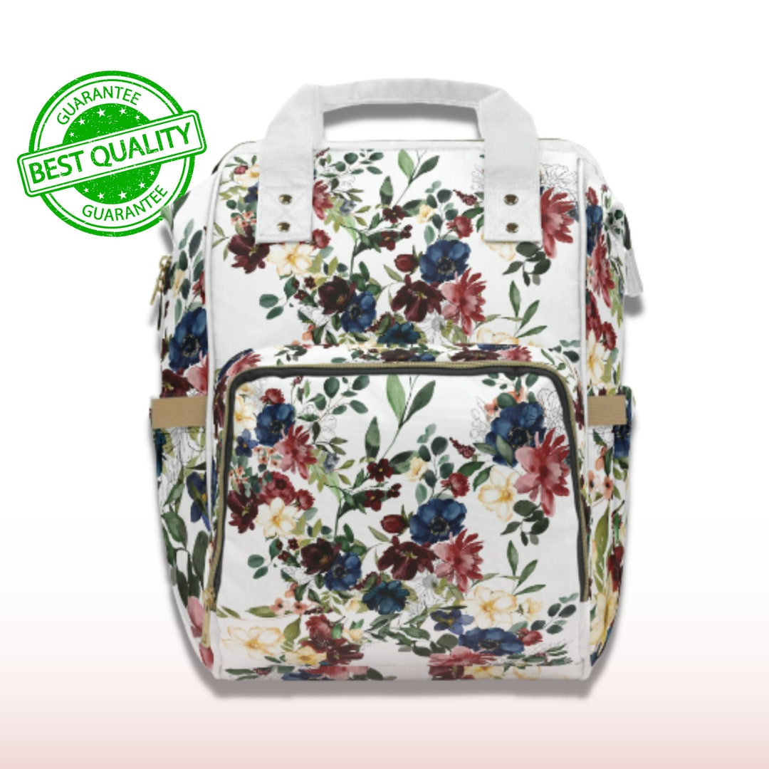Swift Floral Peach Blue Multi-Function Diaper Backpack/Diaper Bag main image 0