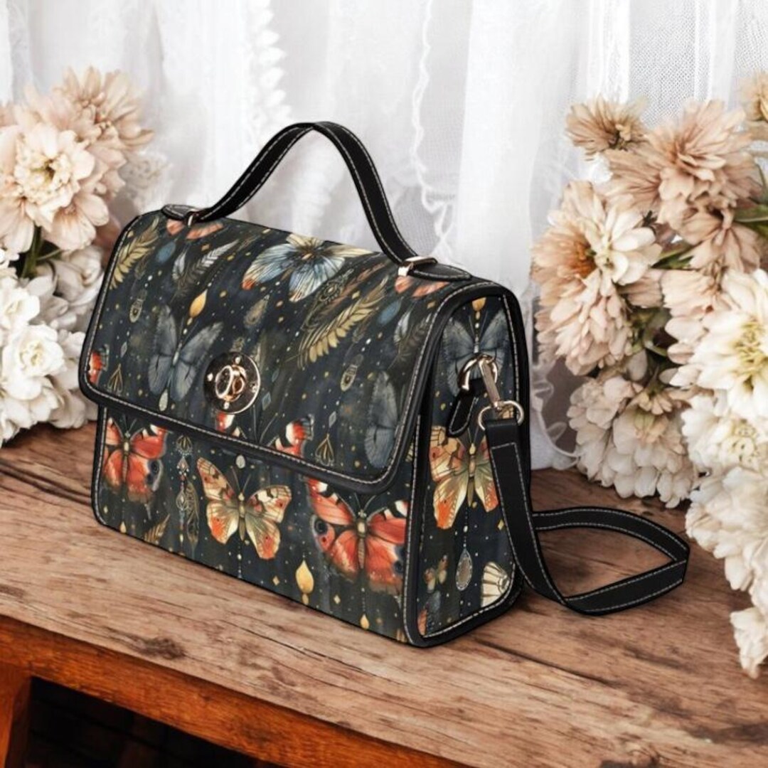 Moth Bag Whimsigoth Bag Dark Cottagecore Witch Canvas Satchel Handbag ...