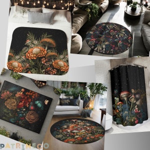 Dark Cottagecore Wildflower Table Runner With Moth and Goblincore ...