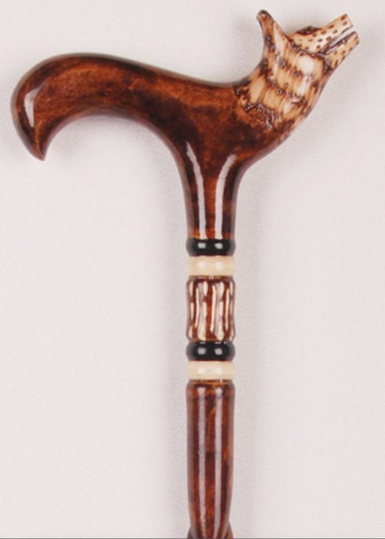 Handmade Wolf Head Walking Stick Embroidered Wolf Figure Etsy