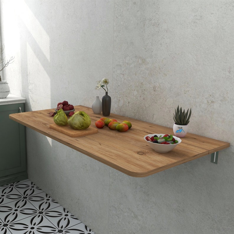 Wooden Murphy Table Wall Mounted Folding Kitchen Table Etsy