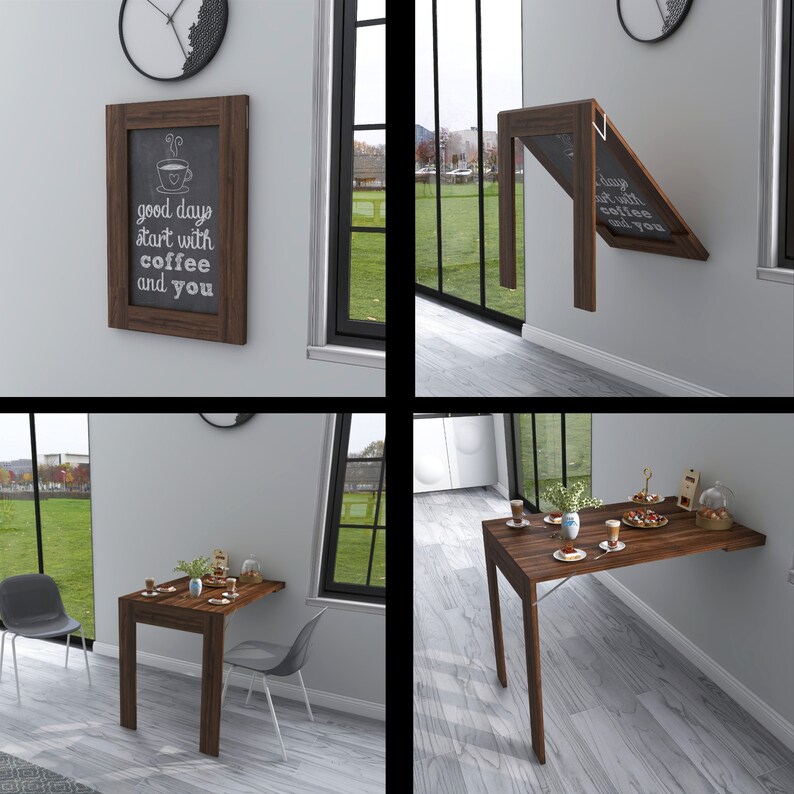 Wall Mounted Frame Murphy Table Space Saving Dining Table Etsy