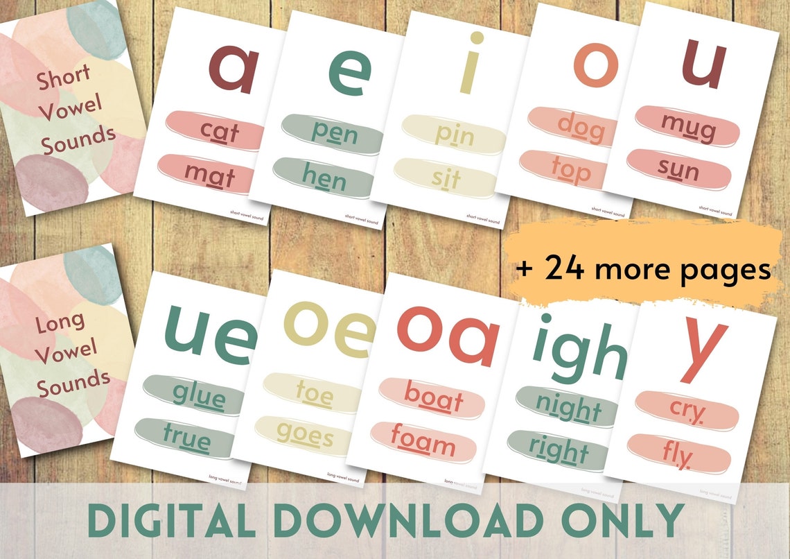 Printable Flashcards Phonics Flashcards Neutral Short Vowel Etsy Hong