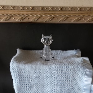 Vintage Hand Blown Glass Owl Figurine With Bubbles Paperweight Desk Decor