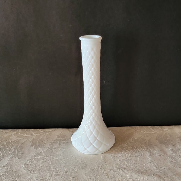 Vintage Hoosier Diamant Muster Weiße Milchglas Genie Vase 4092