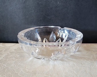 Vintage Lead Crystal Ashtray, Heavy Clear Ashtray, Collectible Ashtray, Round Glass Ashtray, Unique Ashtray