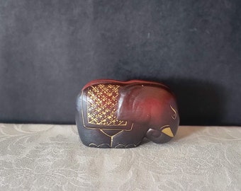 Ceramic Elephant Letter Holder, Brown and Gold Elephant, Unique Letter Holder, Office Decor,