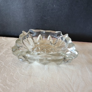 Vintage Pressed Glass Ashtray, Heavy Square Ashtray, Retro Barware, Collectible Ashtray, Cigar Ashtray