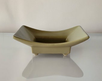 Vintage Hull Pottery Footed Planter Green 422 Shallow Dish Collectible Mid Century Modern Unique Interior Decor Gift for Mom Hand Painted