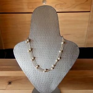 Gold Toned Faux Pearl Necklace Vintage Fashion Jewelry Costume Jewelry Pretty Gift for Her