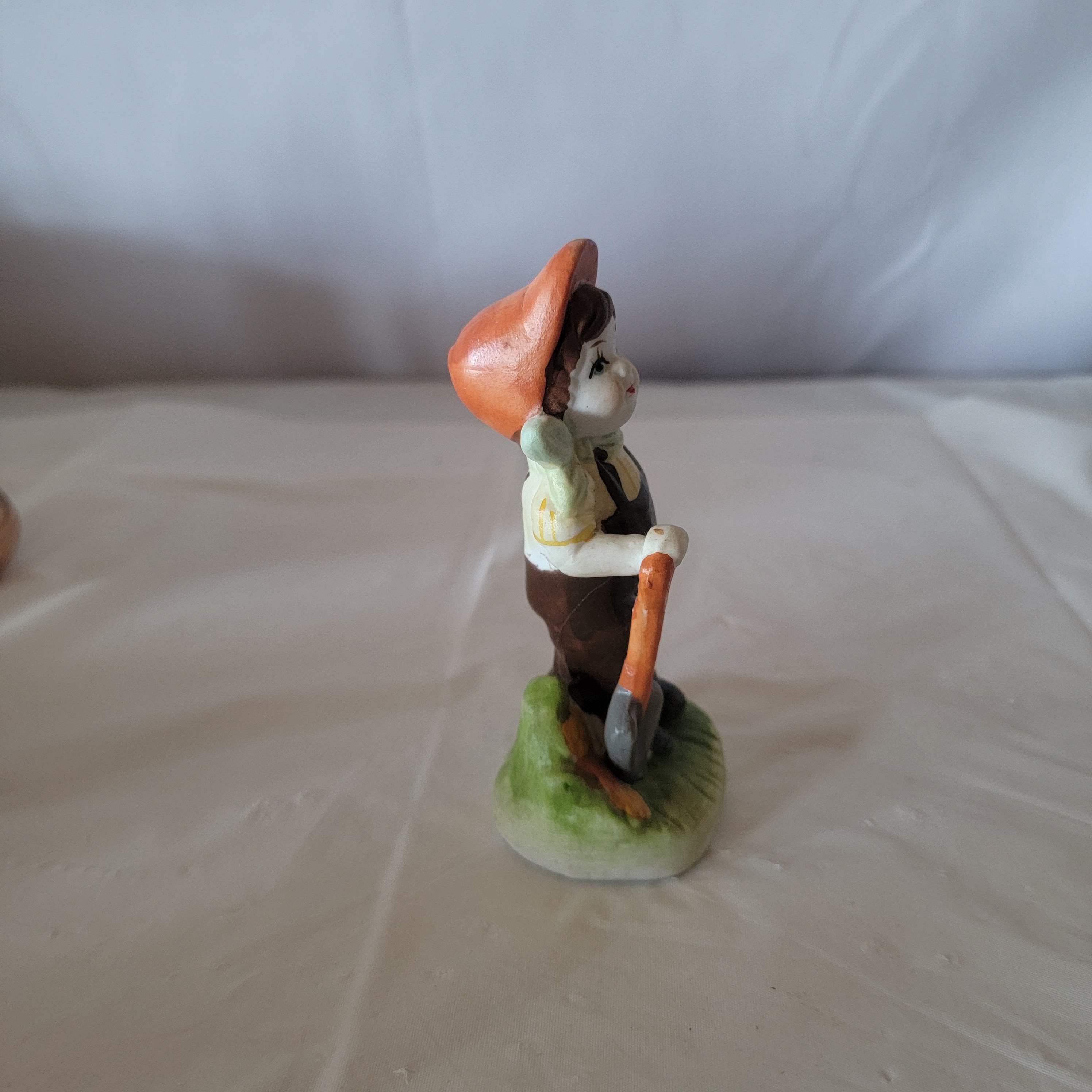 Vintage Figurine of Little Boy Holding a Shovel Ceramic Small
