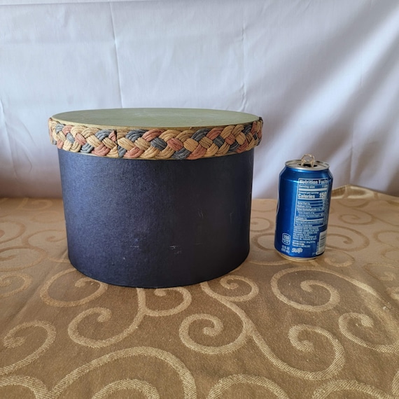 Cardboard Hat Box Round Storage Container Dark Bl… - image 9