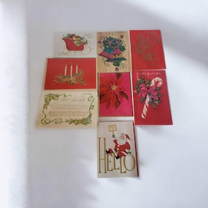 Cartões de Natal Vintage, sem uso, Hallmark Norcross Coronation Collection, Embaixador, Cartão, Papai Noel, Neta, Mãe, Lote de 7