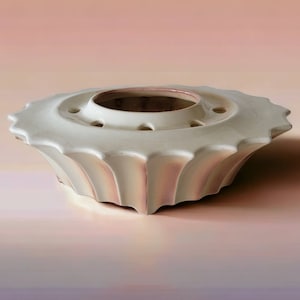 Roseland Pansy Pot Scalloped Salmon and White Indoor Ceramic Planter Flower Planter Pasadena, CA Unique Interior Decor Flower Frog Vintage