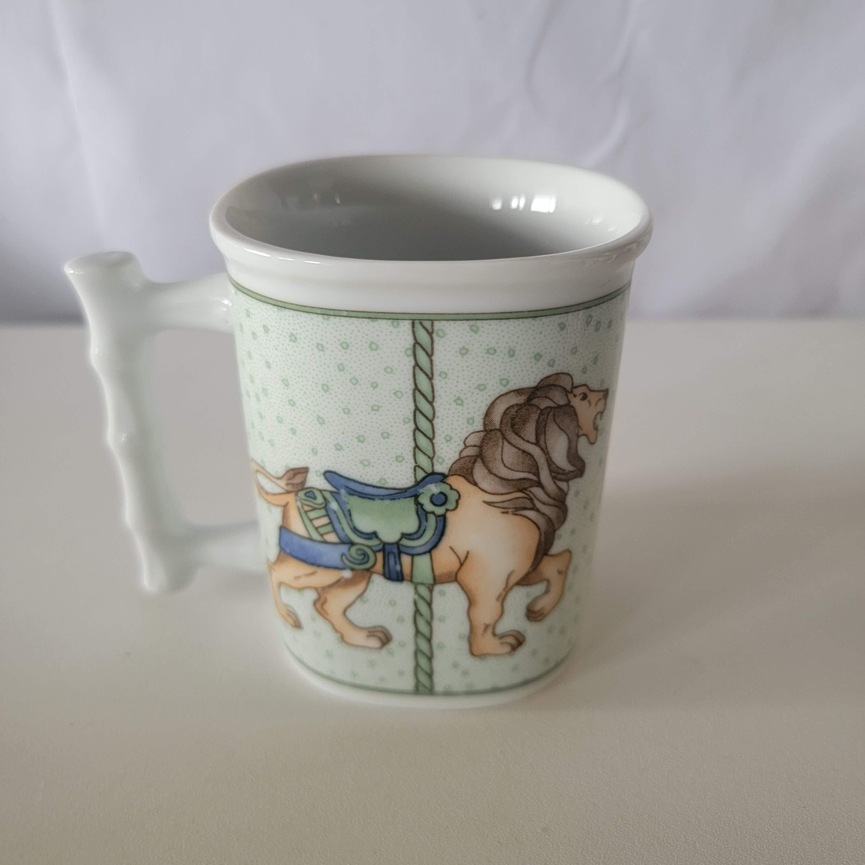 Vintage Takahashi Carousel Coffee Mugs Lions, Ostrich, Giraffe Set of ...