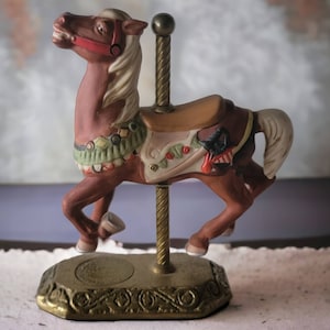 Vintage Willitts Carousel Memories American Collection Carousel Horse Porcelain Horse on Solid Brass Stand Collectible Figurine Shelf Decor