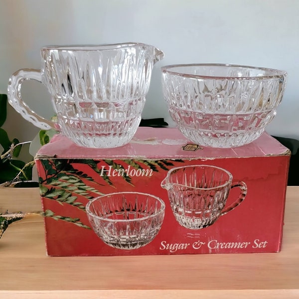 Heirloom Crystal Sugar and Creamer Set 24% Full Lead Two Piece Set Stylesetter Vintage Collectible Coffee Barware #32223 Box Included