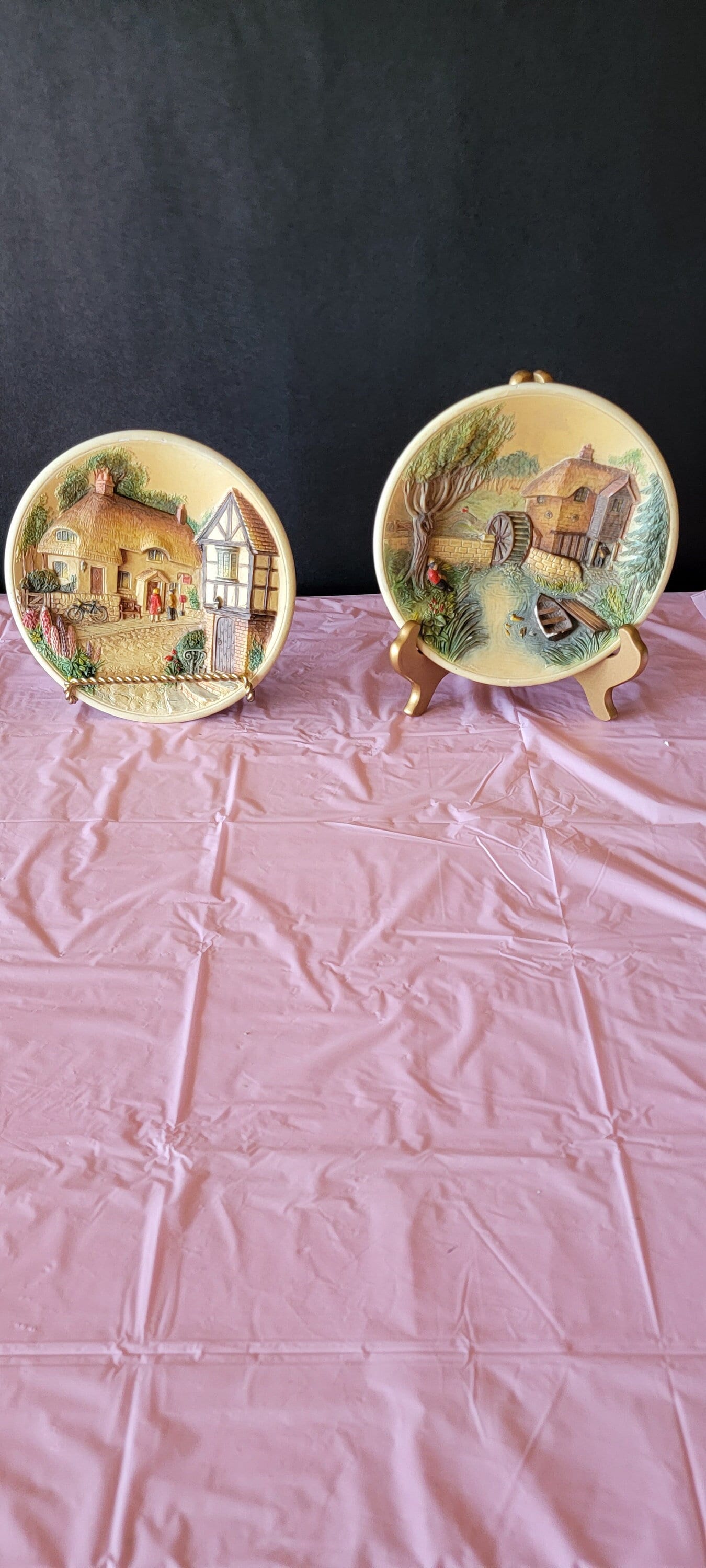 Pair of Hand Painted Vintage Wall Plaques by Bossons Congleton England ...
