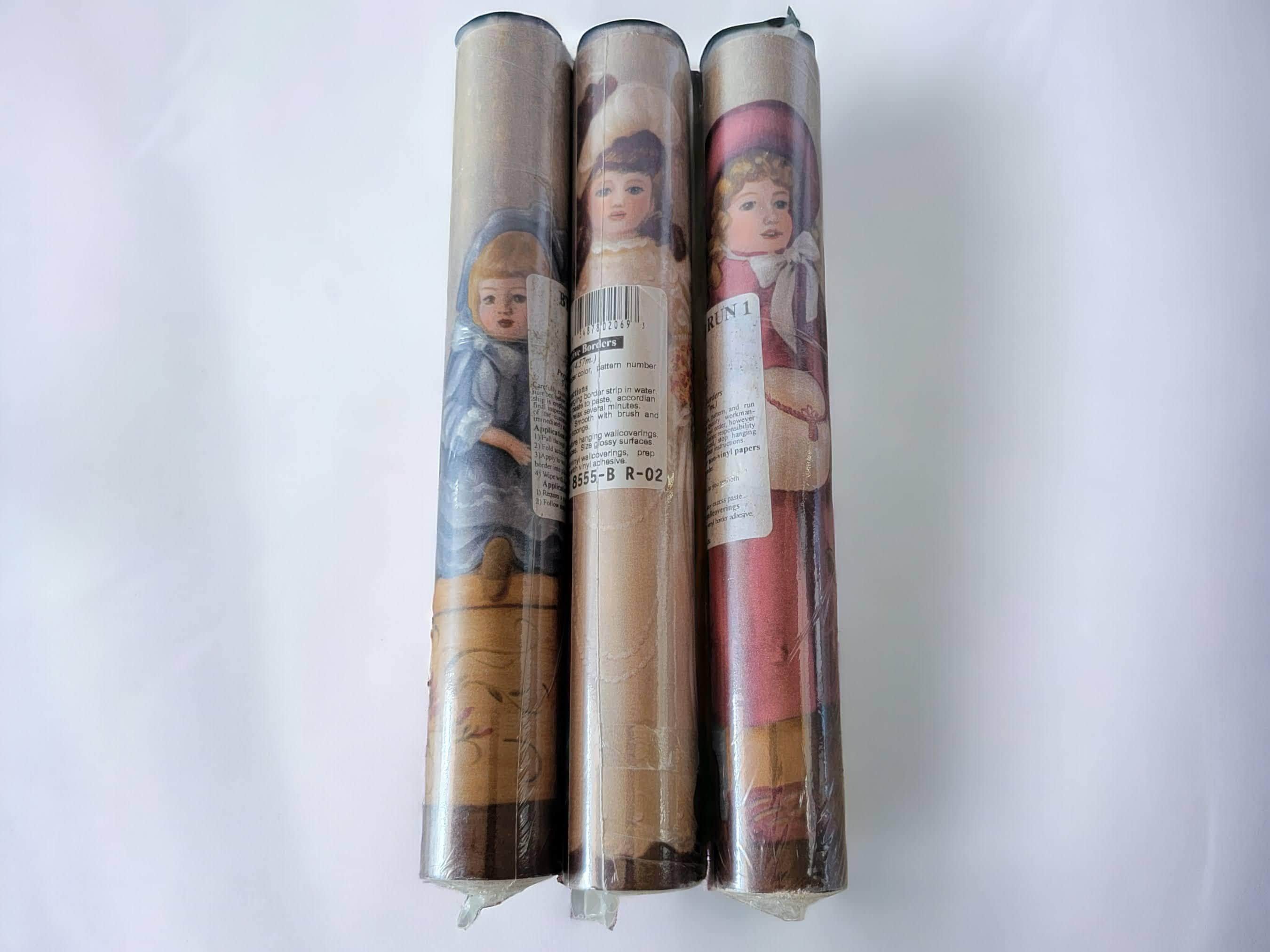 Vintage York Wallpaper Border 3 Rolls Victorian Doll Prepasted